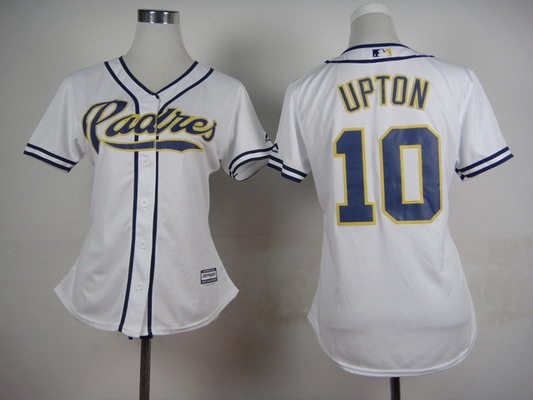 Women's San Diego Padres #10 Justin Upton Home White 2015 MLB Cool Base Jersey