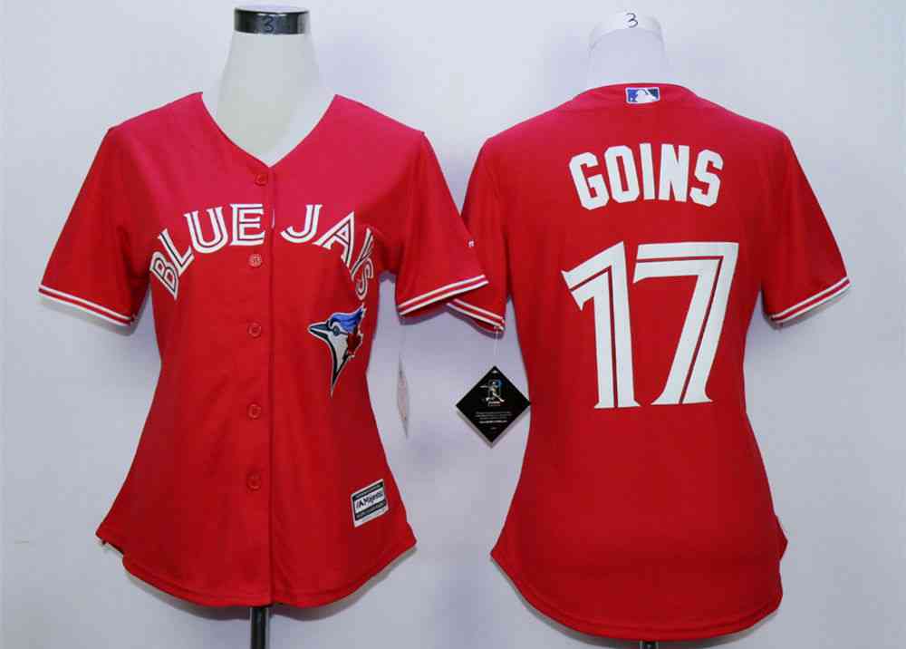 Women's Toronto Blue Jays #17 Ryan Goins Red Women New Cool Base Jersey