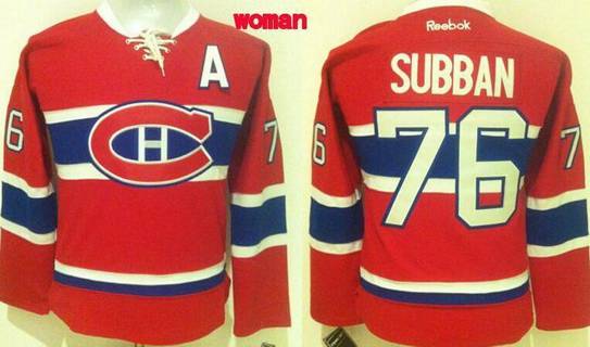 Women's Montreal Canadiens #76 P.K. Subban Reebok Red 2015-16 Home Premier Jersey