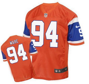 Men's Denver Broncos #94 DeMarcus Ware Orange 1998 Retro Elite Jersey