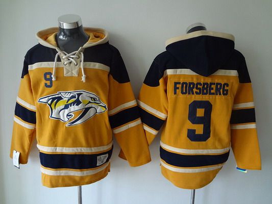 Men's Nashville Predators #9 Filip Forsberg Old Time Hockey Yellow Hoodie