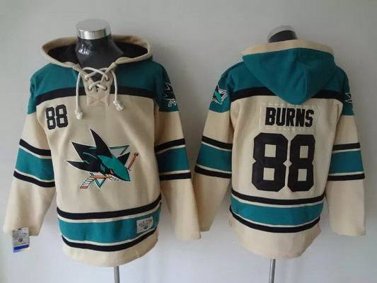 Men's San Jose Sharks #88 Brent Burns Old Time Hockey Cream Hoodie