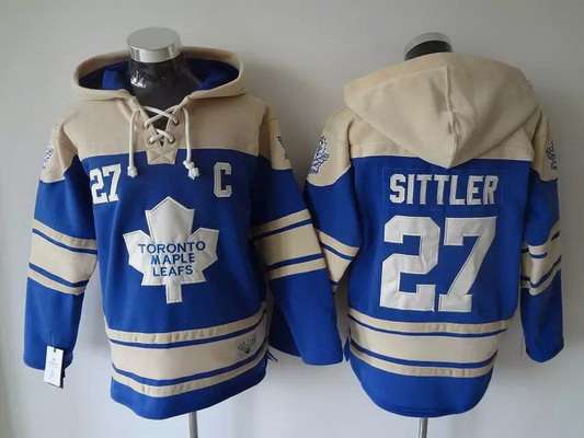 Men's Toronto Maple Leafs #27 Darryl Sittler Old Time Hockey Light Blue Hoodie