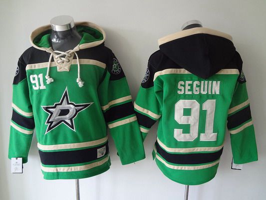 Men's Dallas Stars #91 Tyler Seguin Old Time Hockey Green Hoodie