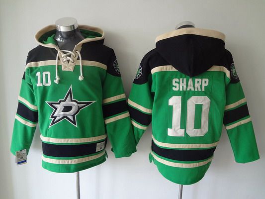 Men's Dallas Stars #10 Patrick Sharp Old Time Hockey Green Hoodie