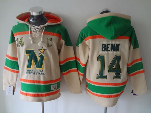 Men's Dallas Stars #14 Jamie Benn Old Time Hockey Cream Hoodie