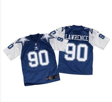 Nike Cowboys #90 Demarcus Lawrence Navy BlueWhite Throwback Men's Stitched NFL Elite Jersey