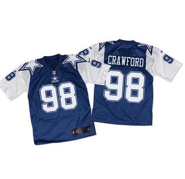 Nike Cowboys #98 Tyrone Crawford Navy BlueWhite Throwback Men's Stitched NFL Elite Jersey