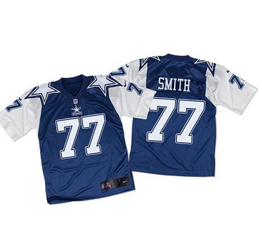 Nike Cowboys #77 Tyron Smith Navy BlueWhite Throwback Men's Stitched NFL Elite Jersey