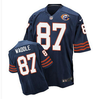 Nike Bears #87 Tom Waddle Navy Blue Throwback Men's Stitched NFL Elite Jersey