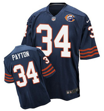 Nike Bears #34 Walter Payton Navy Blue Throwback Men's Stitched NFL Elite Jersey