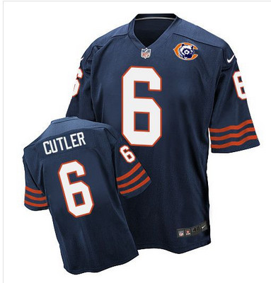 Nike Bears #6 Jay Cutler Navy Blue Throwback Men's Stitched NFL Elite Jersey