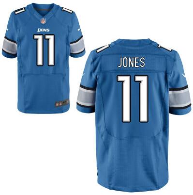 Men's Detroit Lions #11 Marvin Jones Light Blue Team Color NFL Nike Elite Jersey