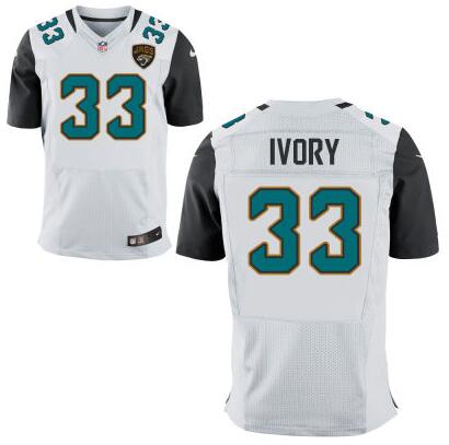 Men's Jacksonville Jaguars #33 Chris Ivory White Road NFL Nike Elite Jersey