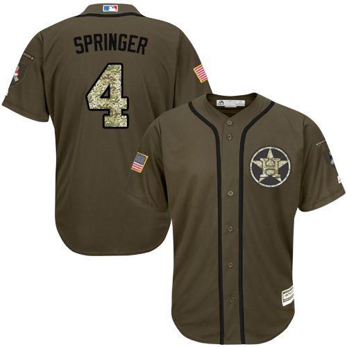 Houston Astros #4 George Springer Green Salute to Service Stitched MLB Jersey