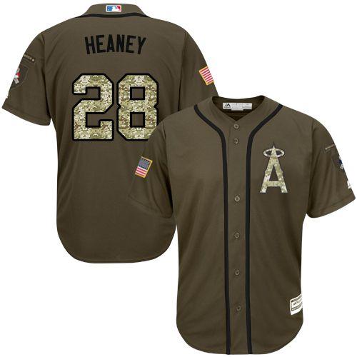 Los Angeles Angels of Anaheim #28 Andrew Heaney Green Salute to Service Stitched MLB Jersey