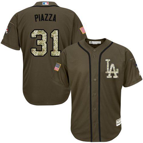 Los Angeles Dodgers #31 Mike Piazza Green Salute to Service Stitched MLB Jersey