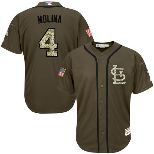 St.Louis Cardinals #4 Yadier Molina Green Salute to Service Stitched MLB Jersey