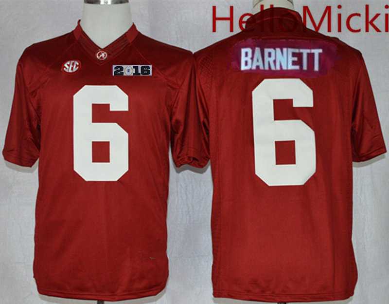 Men's Alabama Crimson Tide #6 Blake Barnett Red 2016 BCS College Football Nike Limited Jersey