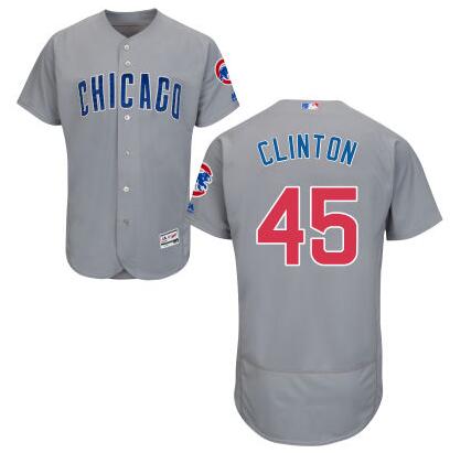 Men's Chicago Cubs #45 Presidential Candidate Hillary Clinton Gray Jersey