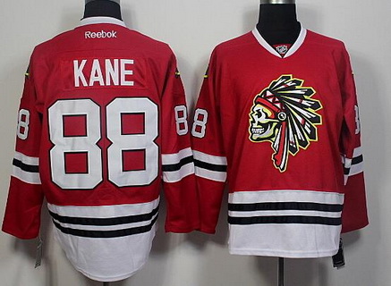 Men's Chicago Blackhawks #88 Patrick Kane Red The Indians Skulls Fashion Jersey