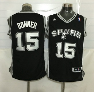 Men's San Antonio Spurs #15 Matt Bonner Revolution 30 Swingman Black Jersey