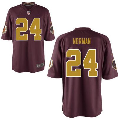 Men's Washington Redskins #24 Josh Norman Burgundy Red With Gold NFL Nike Elite Jersey