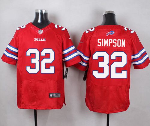 Nike Bills #32 O. J. Simpson Red Men's Stitched NFL Elite Rush Jersey