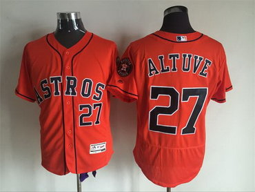 Men's Houston Astros #27 Jose Altuve Orange 2016 Flexbase Majestic Baseball Jersey