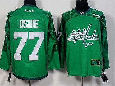 Men's Washington Capitals #77 T.J. Oshie Green 2016 St. Patrick's Day Hockey Jersey