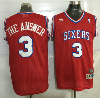 Men's Philadelphia 76ers #3 The Answer Nickname Red Soul Swingman Jersey