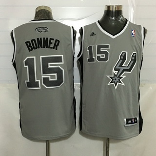 Men's San Antonio Spurs #15 Matt Bonner Revolution 30 Swingman Gray Jersey