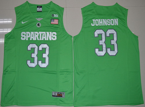 Men's Michigan State Spartans #33 Magic Johnson 2016 Apple Green College Basketball Authentic Jersey