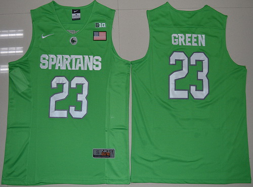 Men's Michigan State Spartans #23 Draymond Green 2016 Apple Green College Basketball Authentic Jersey