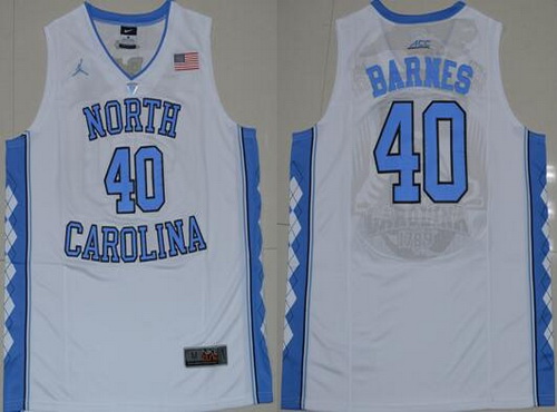 Men's North Carolina Tar Heels #40 Harrison Barnes 2016 White Swingman College Basketball Jersey