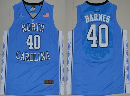 Men's North Carolina Tar Heels #40 Harrison Barnes 2016 Light Blue Swingman College Basketball Jersey