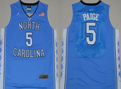 Men's North Carolina Tar Heels #5 Marcus Paige 2016 Light Blue Swingman College Basketball Jersey