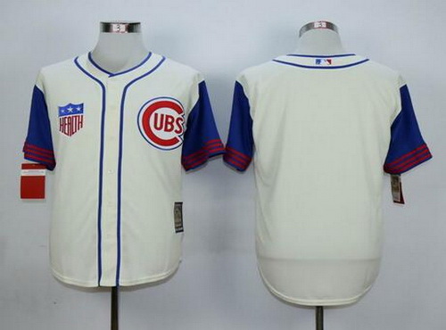 Men's Chicago Cubs Blank Cream 1942 Majestic Cooperstown Collection Throwback Jersey