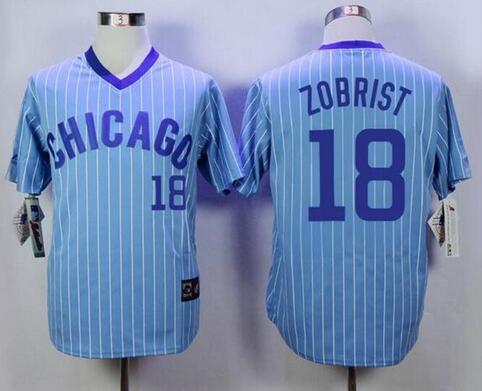 Men's Chicago Cubs #18 Ben Zobrist Light Blue 1988 Turn Back Baseball Jersey