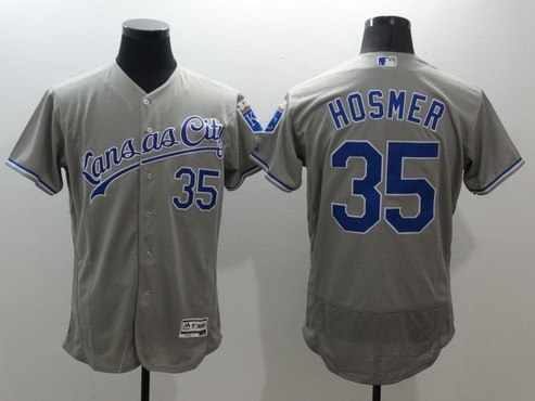 Men's Kansas City Royals #35 Eric Hosmer Gray Road 2016 Flexbase Majestic Baseball Jersey