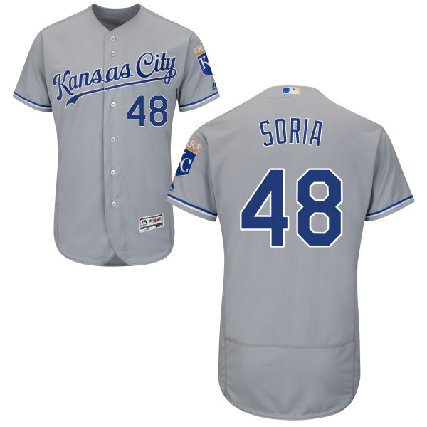 Men's Kansas City Royals #48 Joakim Soria Majestic Gray 2016 Flexbase Authentic Collection Jersey