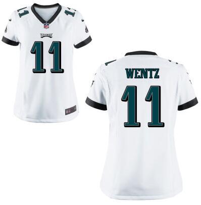 Women's Philadelphia Eagles #11 Carson Wentz White Road NFL Nike Game Jersey