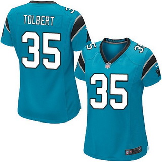 Women's Carolina Panthers #35 Mike Tolbert Nike Game Blue Jersey