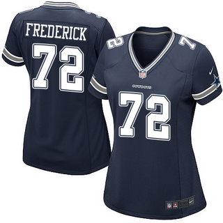 Women's Dallas Cowboys #72 Travis Frederick Navy NFL game Jersey