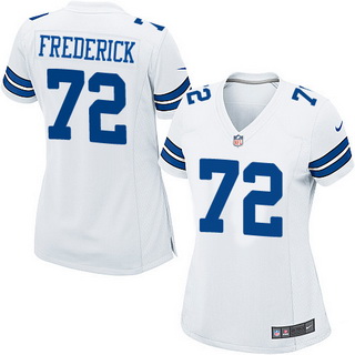 Women's Dallas Cowboys #72 Travis Frederick white NFL game Jersey