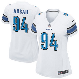 Women's Detroit Lions #94 Ezekiel Ansah WHITE Nik Game Jersey