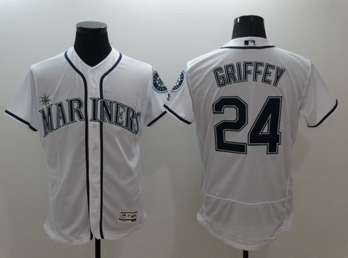 Men's Seattle Mariners #24 Ken Griffey Jr. Retired White 2016 Flexbase Majestic Baseball Jersey