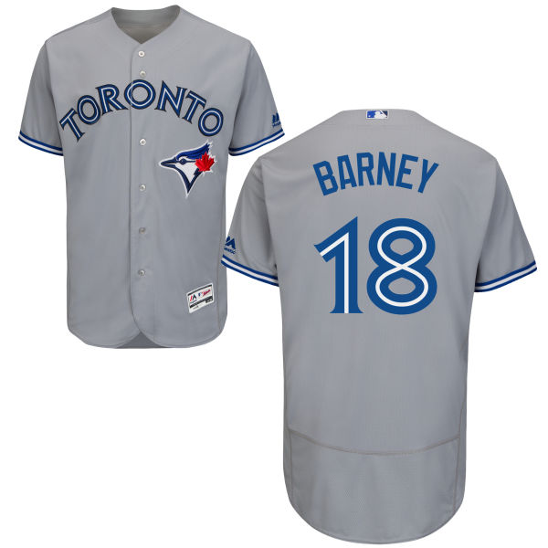 Men's Toronto Blue Jays #18 Darwin Barney Gray Road 2016 Flexbase Majestic Baseball Jersey