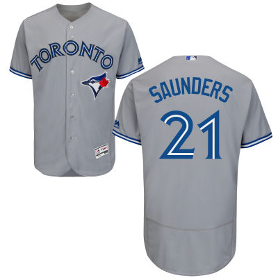 Men's Toronto Blue Jays #21 Michael Saunders Gray Road 2016 Flexbase Majestic Baseball Jersey