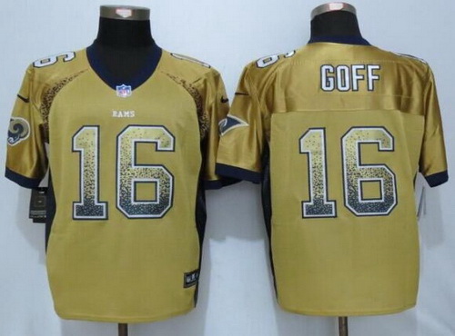 Men's Los Angeles Rams #16 Jared Goff Gold Drift Fashion NFL Nike Elite Jersey